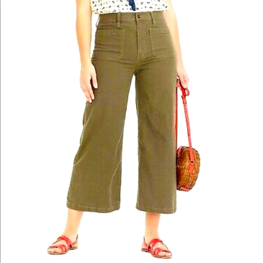 J. Crew Women's Point Sur washed wide-leg cropped pants 28